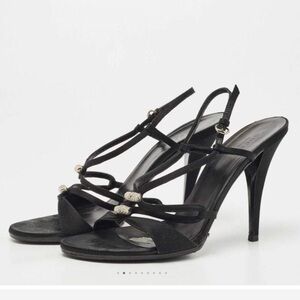 Gucci Black Satin Strappy Sandals Size 8B
